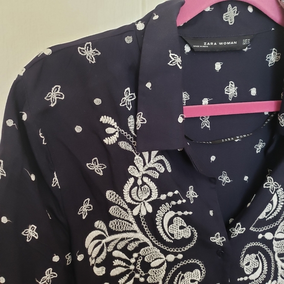 EUC ZARA Embroidered Peplum Blouse - Picture 4 of 10